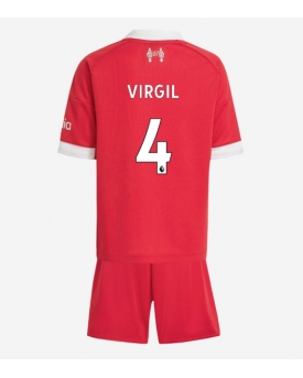 Billige Fotballdrakt Liverpool Virgil van Dijk #4 Replika Hjemmedraktsett Barn 2025-26 Kortermet (med bukser)